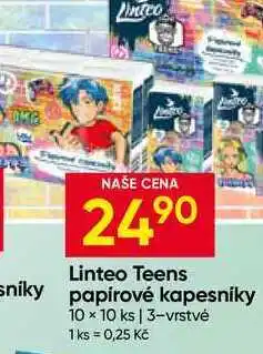 Hruška Linteo Teens papírové kapesníky 10 × 10 ks 3-vrstvé nabídka