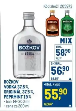 Makro Božkov vodka 37,5%, originál 37,5%, peprmint 19% nabídka
