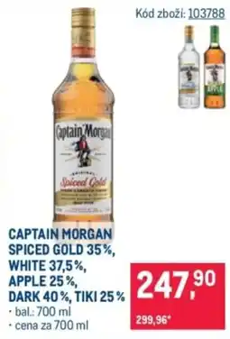 Makro Captain morgan spiced gold 35%, white 37,5%, apple 25%, dark 40%, tiki 25% nabídka