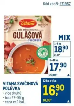 Makro Vitana svačinová polévka nabídka