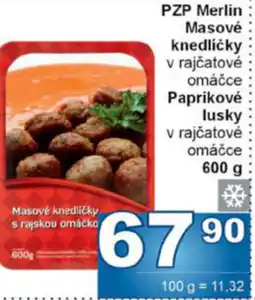 Jip PZP Merlin Masové knedlíčky v rajčatové omáčce Paprikové lusky v rajčatové omáčce nabídka