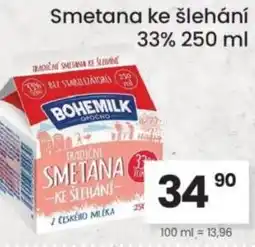 Kubík potraviny Bohemilk Smetana ke šlehání 33% nabídka