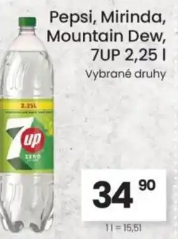 Kubík potraviny Pepsi, Mirinda, Mountain Dew, 7UP nabídka