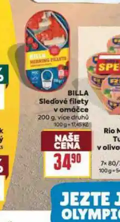 Billa Biulla sleďové filety v omáčce nabídka