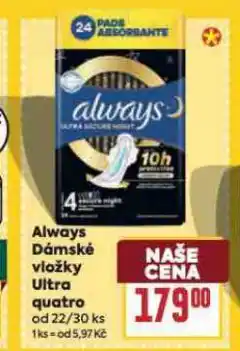 Billa Always dámské vložky nabídka