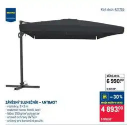 Makro ZÁVĚSNÝ SLUNEČNÍK – ANTRACIT nabídka