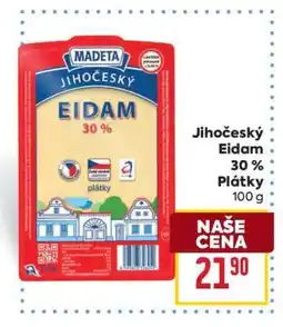 Billa Jihočeský Eidam 30 % Plátky 100 g nabídka