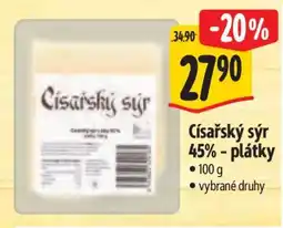 Albert Císařský sýr 45 % Plátky nabídka