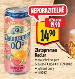 Albert Zlatopramen Radler nabídka