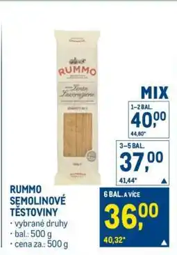 Makro Rummo semolinové těstoviny nabídka