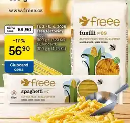 Tesco Free těstoviny nabídka