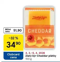 Tesco Zlatý sýr Cheddar plátky nabídka