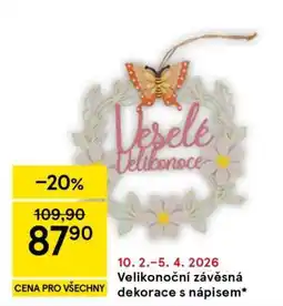 Tesco Velikonoční závěsná dekorace s nápisem nabídka