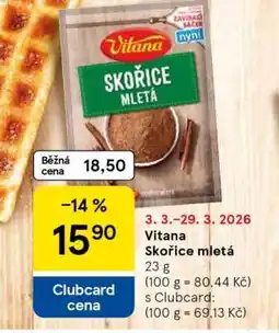 Tesco Vitana Skořice mletá nabídka