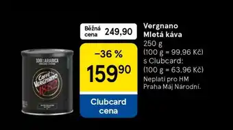 Tesco Vergnano Mletá káva nabídka
