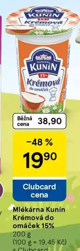 Tesco Mlékárna Kunín Krémová do omáček 15% nabídka