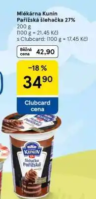 Tesco Mlékárna Kunín Pařížská šlehačka 27% nabídka