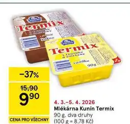 Tesco Mlékárna Kunín Termix, 90 g, dva druhy nabídka