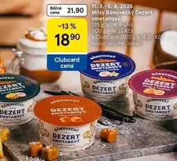 Tesco Milsy Bánovecký Dezert smetanový, 135 g, více druhů nabídka