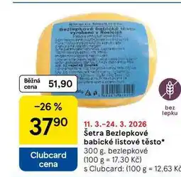 Tesco Šetra Bezlepkové babické listové těsto, 300 g, bezlepkové nabídka