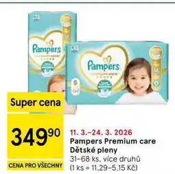 Tesco Pampers Premium care Dětské pleny, 31-68 ks, více druhů nabídka
