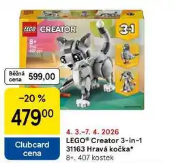 Tesco LEGO Creator 3-in-1 31163 Hravá kočka 8+, 407 kostek nabídka