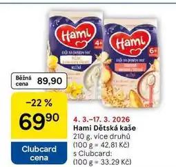 Tesco Hami Dětská kaše, 210 g, více druhů nabídka