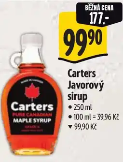 Albert Carters Javorový sirup nabídka