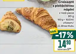 Billa Croissant s pistáciovou náplní nabídka