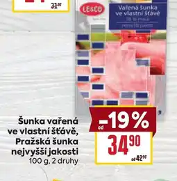 Billa Šunka vařená ve vlastní šťávě, Pražská šunka nejvyšší jakosti nabídka