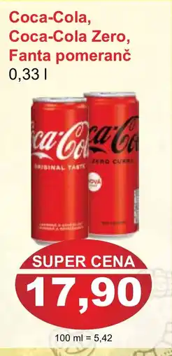 PLUS JIP Coca-Cola, Coca-Cola Zero, Fanta pomeranč nabídka