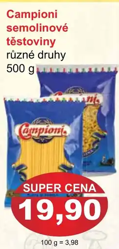 PLUS JIP Campioni semolinové těstoviny nabídka