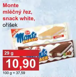 PLUS JIP Monte mléčný řez, snack white, oříšek nabídka