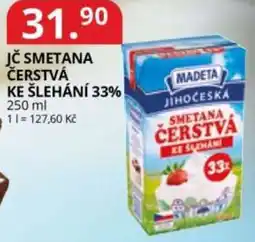 Potraviny CZ Madeta Jč smetana čerstvá ke šlehání 33% nabídka