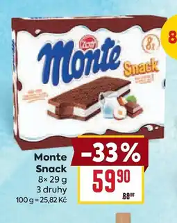 Billa Monte Snack nabídka