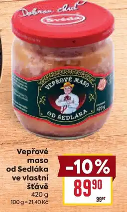 Billa Vepřové maso od Sedláka ve vlastní šťávě nabídka