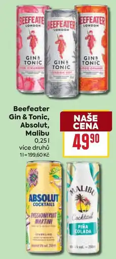 Billa Beefeater Gin & Tonic, Absolut, Malibu nabídka