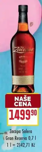 Billa Zacapa Solera Gran Reserva nabídka