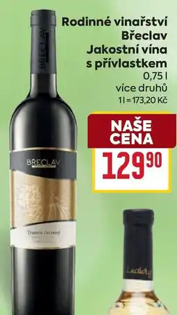Billa Rodinné vinařství Břeclav Jakostní vína s přívlastkem nabídka