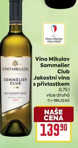 Billa Víno Mikulov Sommelier Club Jakostní vína s přívlastkem nabídka