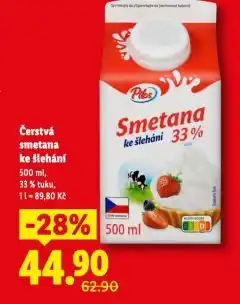 Lidl Čerstvá smetana ke šlehání nabídka