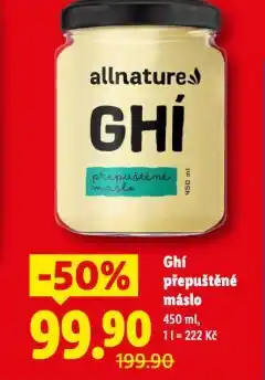 Lidl Ghí přepuštěné máslo nabídka