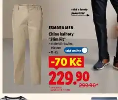 Lidl Chino kalhoty slim fit nabídka