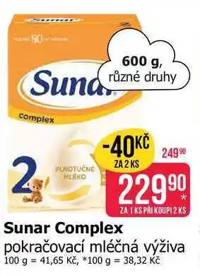 Teta Sunar Complex pokračovací mléčná výživa nabídka