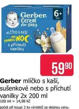 Teta Gerber mlíčko s kaší, sušenkové nebo s příchutí vanilky nabídka