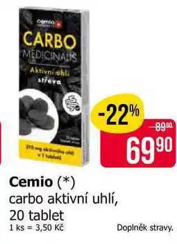 Teta Cemio carbo aktivní uhlí, 20 tablet nabídka