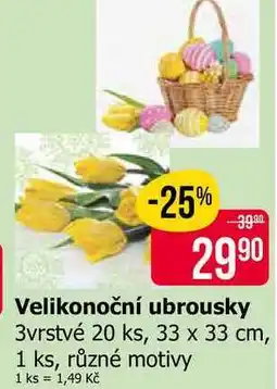 Teta Velikonoční ubrousky 3vrstvé 20 ks, 33 x 33 cm, 1 ks, různé motivy nabídka