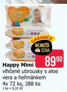 Teta Happy Mimi vlhčené ubrousky s aloe vera a heřmánkem 4x 72 ks, 288 ks nabídka