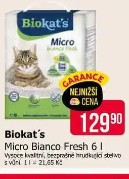 Teta Biokat's Micro Bianco Fresh 6l Vysoce kvalitní, bezprašné hrudkující stelivo s vůní nabídka