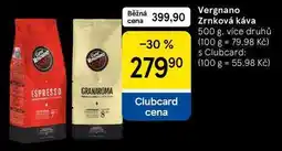 Tesco Vergnano Zrnková káva, 500 g, více druhů nabídka